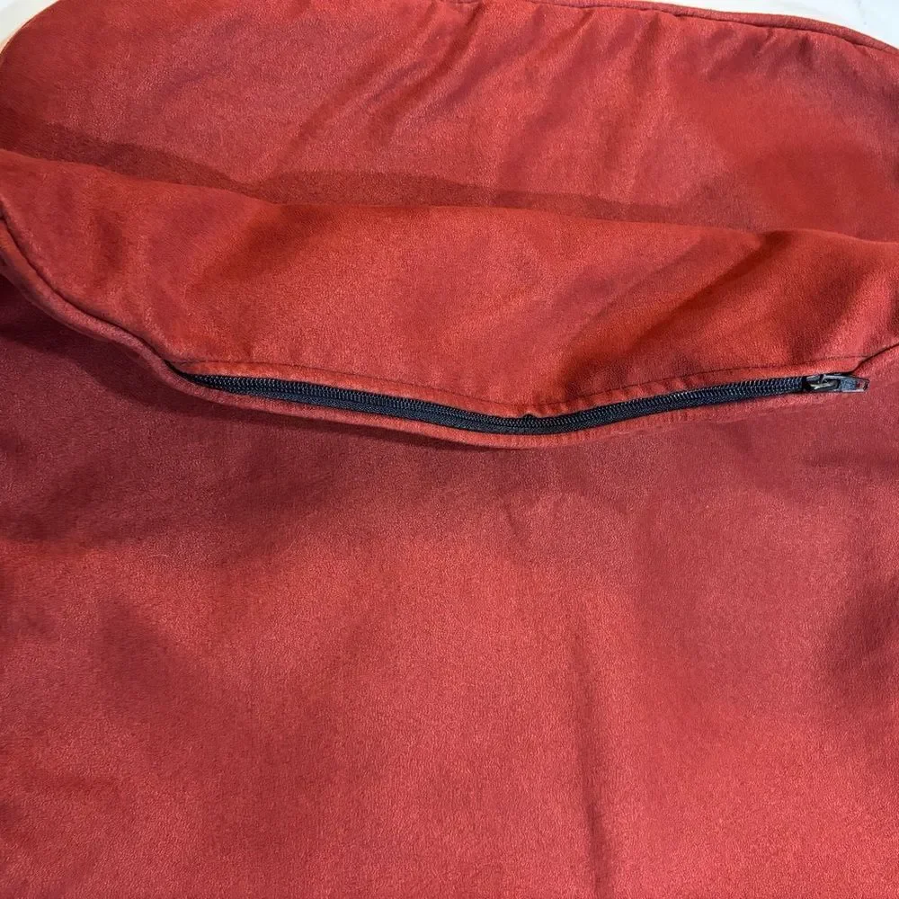 Set of 2 Microfiber Pillow Covers Red Throw Sham Zippered 18 X 18